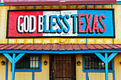 God Bless Texas Sign Outside The Big Texan Steak Ranch Restaurant, Amarillo, Texas, Usa