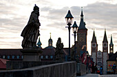 The Old Main Bridge, Alte Mainbruecke, Wuerzburg, Franconia, Bavaria, Germany