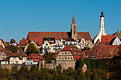 View to the walled historic city centre with town hall, Rothenburg ob der Tauber, Middle Franconia, Franconia, Bavaria, Germany