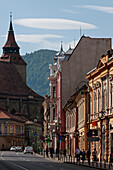 Strada Republicii and Black Church, Brasov, Transylvania, Romania