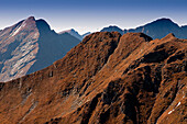 Panoramic view from trail to Cabana Podragu in the Fagaras Mountains, Transylvania, Romania