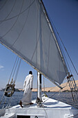 Felucca on river Nile, Aswan, Aswan Governorate, Egypt