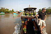 Houseboat on river Mekong, Long Xuyen, An Giang Province, Vietnam