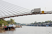 Suspension bridge over Mekong canal, Long Xuyen, An Giang Province, Vietnam