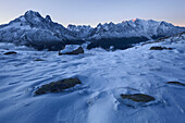 Aiguille Verte, Grandes Jorasses und Mont Blanc am Morgen, Chamonix Tal, Rhone-Alpes, Frankreich