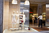 Shopwindow of a fashion boutigue, Via Montenapoleone, Golden Triangle, Milan, Lombardy, Italy