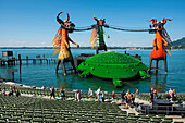 Stage setting of the summer music festival on the shore of Lake Constance, Bregenz, Vorarlberg, Austria