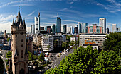 Skyline von Frankfurt mit skyscrapers and the Eschenheimer Tower, Frankfurt, Hesse, Germany