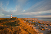 List Ost lighthouse at dawn, Ellenbogen peninsula, Sylt island, North Sea, North Friesland, Schleswig-Holstein, Germany