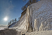 Icey chalk cliffs, Jasmund National Park, Island of Ruegen, Baltic Sea Coast, Mecklenburg Western Pommerania, Germany