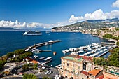 The town of Sorrento and the Bay of Naples in Sorrento, Campania, Italy