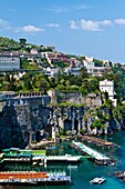 The town of Sorrento and the Bay of Naples in Sorrento, Campania, Italy