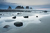 Point of the Arches and Shi Shi Beach at low tide, Olympic National Park Washington
