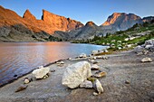 Deep Lake and East Temple Peak, Bridger Wilderness in the Wind River Range of the Wyoming Rocky Mountains