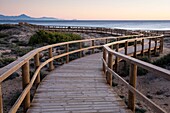 Wooden Boardwalk, Arenales del Sol beach, Alicante, Spain Europe