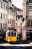 Tram in downtown of Lisbon, Portugal, Europe