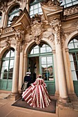 People in historical costume, Zwinger Palace, Dresden, Saxony, Germany, Europe