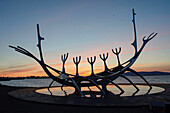 Solfarid at Saebraut, Sun Voyager sculpture in Reykjavik, Iceland