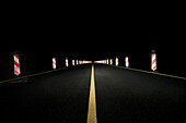 New bypass road at Fliegerhorst, former military base at night, Leipheim near Guenzburg, Swabia, Bavaria, Germany