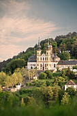 View towards Kaeppele monastry from Fortress, Wuerzburg, Franconia, Bavaria, Germany