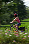 Young Woman On A Bike In The Countryside, Eure-Et-Loir (28), France