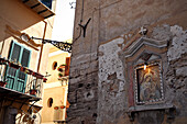 Lit-Up Icon In An Alley In The City, Palermo, Sicily, Italy