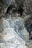 Tourists Admiring The View From An Observatory In Taroko Gorge, Taiwan