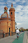 The Triana Quarter, The Isabella Ii Bridge Also Known As The Puente De Triana, Castello De San Jorge, Seville, Andalusia, Spain