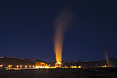 View Of The Geothermal Plant At Night, Geothermal Zone Of Namafjall, Region Of Lake Myvatn, Northern Iceland, Europe