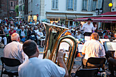 Musical Entertainment, The Evening Farmer'S Market, Espalion, Aveyron (12), France
