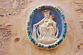 Plaster Image Of Virgin And Child On A Wall, Mdina, Malta