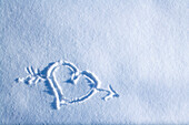 Drawing Of Heart With Arrow Through It In Blanket Of Fresh Snow Winter Alaska