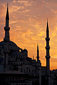 The Sultanahmet or Blue Mosque at dusk, Istanbul, Turkey