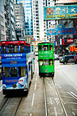 Double-decker trams, Hong Kong Island, China