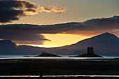 Castle Stalker at dusk, Appin, Argyll and Bute, Scotland, UK