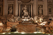 Italy, The Trevi Fountain at night, Rome