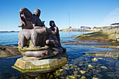 Statue of Arnakuagsak in harbour, Nuuk, Greenland