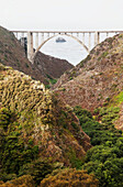 Northern California, Big Sur, View of Bixby Bridge along the coast.