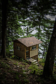Cabin in the Woods by Lake