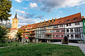 Kraemerbruecke with half-timbered buildings, Erfurt, Thuringia, Germany