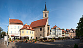 Wenigemarkt with the Aegidien Church, Erfurt, Thuringia, Germany