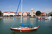 Mang tower in Lindau harbour, Lindau, Lake Constance, Swabian, Bavaria, Germany, Europe