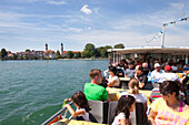 Ausflugsboot vor Lindau, Bodensee, Bayern, Schwaben, Deutschland, Europa
