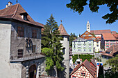 Alte Burg oder Altes Schloss in Altstadt von Meersburg, Bodensee, Baden-Württemberg, Schwaben, Deutschland, Europa