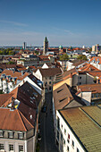 City view from Schrotturm tower, Schweinfurt, Franconia, Bavaria, Germany