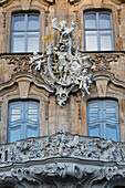 Sculptures on the exterior of the city hall building, Altes Rathaus, Bamberg, Franconia, Bavaria, Germany