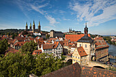 Blick auf Stadt vom Turm von Schloss Geyerswörth, Bamberg, Franken, Bayern, Deutschland