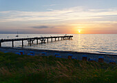 Pier at sunset, Seaside resort of Rerik, Mecklenburg-Western Pomerania, Germany