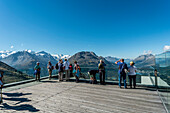 Observation platform, Muottas Muragl, Pontresina, Upper Engadin, Canton of Graubuenden, Switzerland