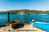 View over Lake Orta to Isola San Giulio, Orta San Giulio, Piedmont, Italy